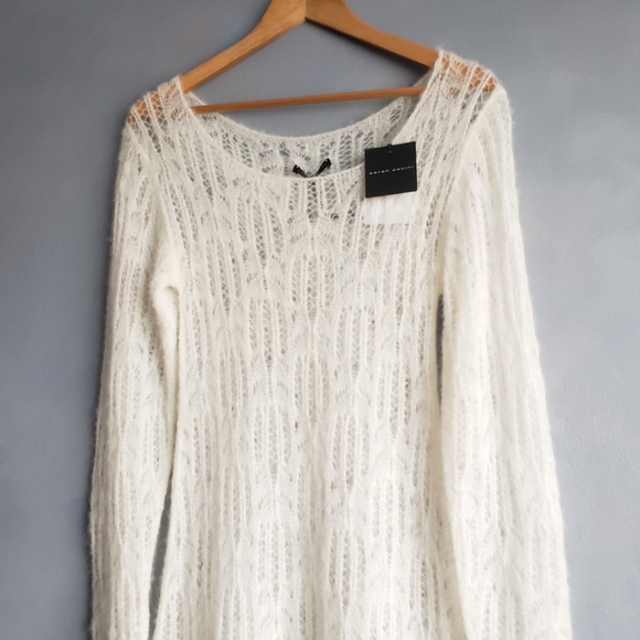 NWT SARAH PACINI KNEE LENGTH ALPACA WHITE KNIT DRESS, ONE SIZE - Picture 4 of 14